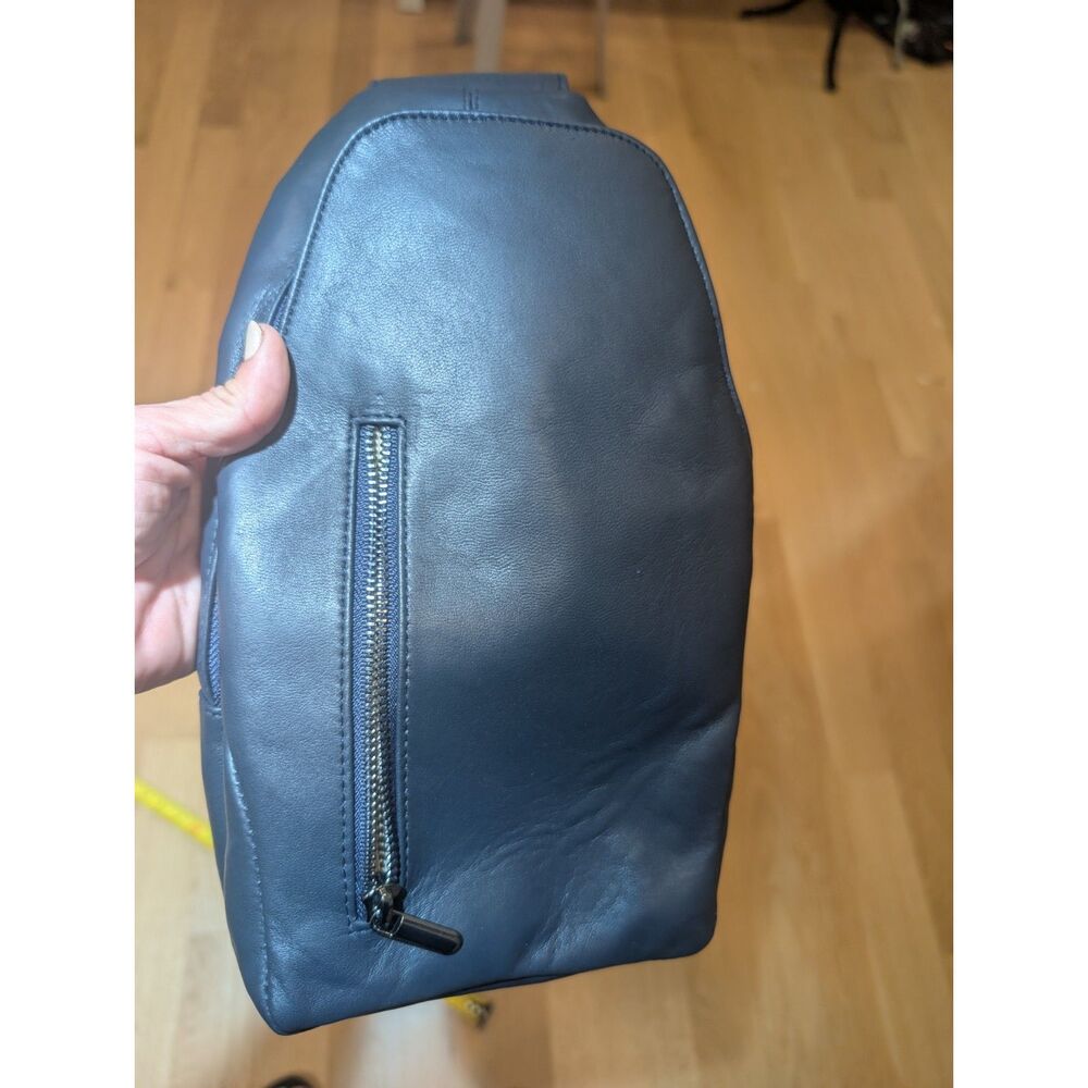 Dark Blue Genuine Leather Crossbody Sling Bag Backpack Chest Bag